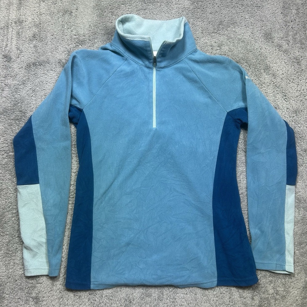 Columbia Glacial IV Half Zip Fleece Sweatshirt Womens M Blue Color Block Outdoor